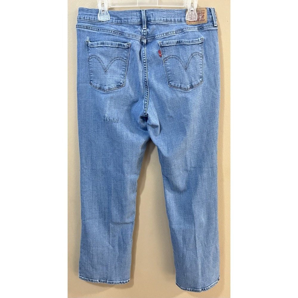 Levi's 505 Straight Leg Women's Size 14 Short W34 x L28.5 Light Wash Stretch - Picture 2 of 7